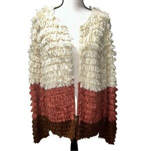 Est. 1946 Multicolor Fringe Loop Shag Cardigan Size Large